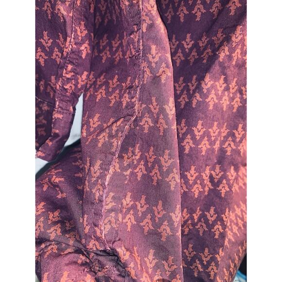 Duluth Trading Co Womens L Blouse 4 Pockets 3/4 Slv Maroon Rust Full Button EUC - Picture 5 of 14